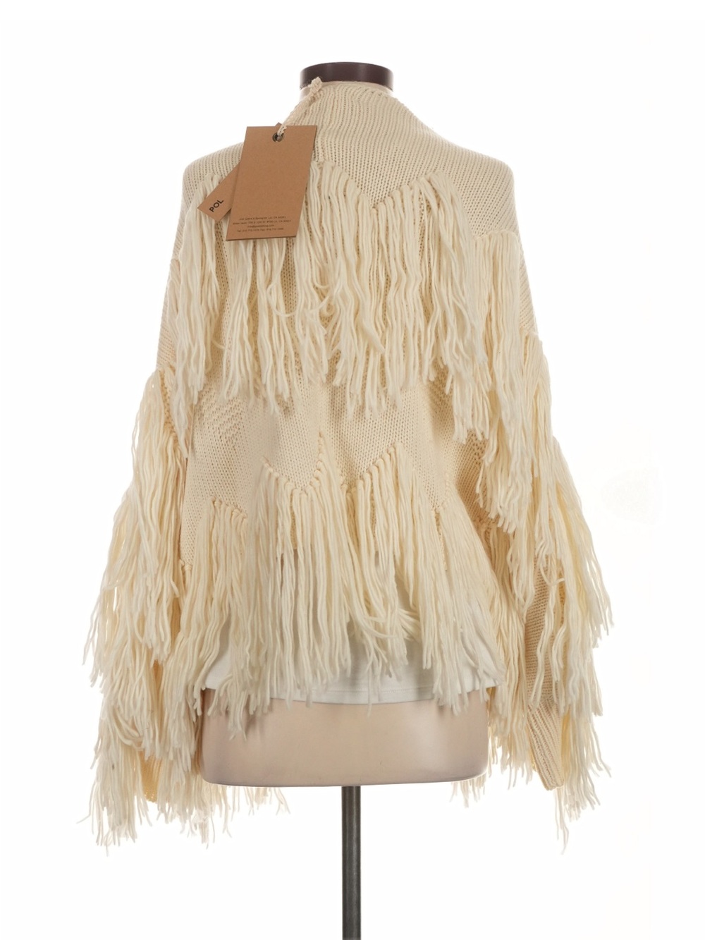 NWT: POL Tassel Fringe Detail Open Front Boho Cream Cardigan Sweater• Small - Picture 5 of 8